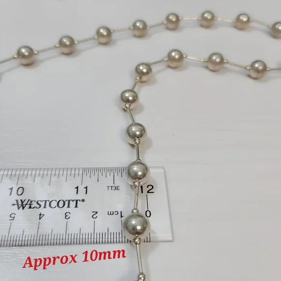 Vintage Southwestern Sterling Silver Long Strand Pearl Seed Liquid Bead Necklace - Picture 10 of 13